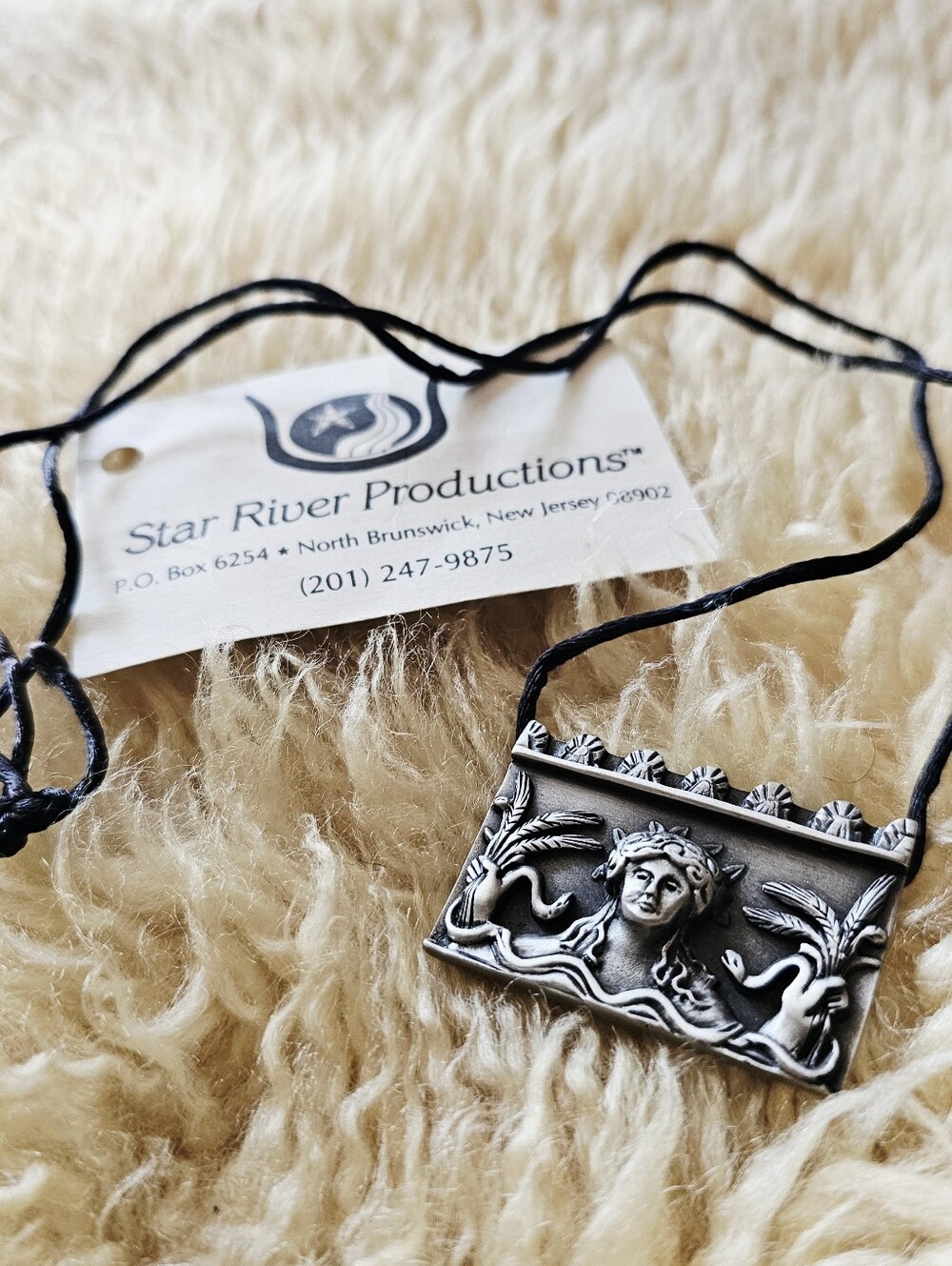 Vintage 1990 Ceres Goddess Pewter Necklace Brooch Star River Productions